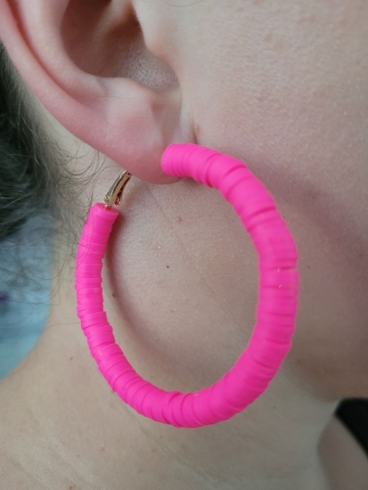 Preview: Creolen Ohrringe Scheiben Perlen goldfarben